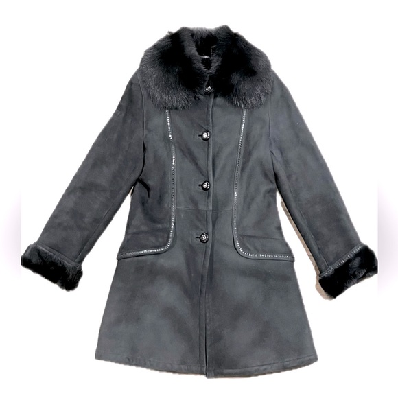 VINTAGE T.T.G private collection Spanish Enterfino Shearling Coat Sz L - Picture 2 of 10